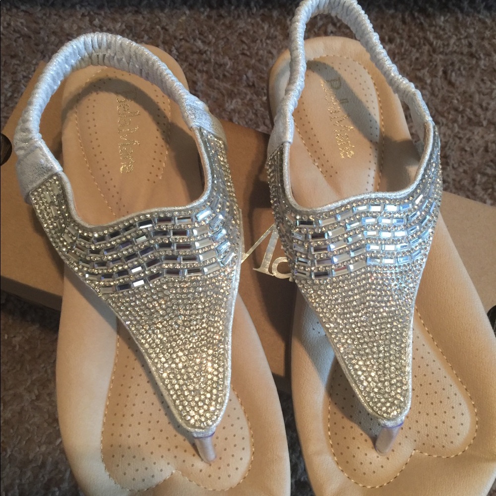 Rhinestone Embellished Sandals w/comfort soles